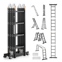 VEVOR Multi-Purpose Folding Ladder,  A Frame 4 Step, 15.5ft Height Heavy... - $163.99