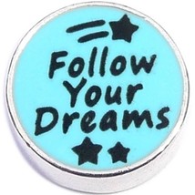Follow Your Dreams Blue Circle Floating Locket Charm - £1.90 GBP