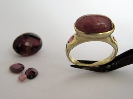 Tourmaline ring. 14K Yellow gold ring with Pink Tourmaline and Rubylight stone.  - £1,274.97 GBP