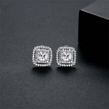 Crystal &amp; Cubic Zirconia Silver-Plated Square Stud Earrings - £12.08 GBP