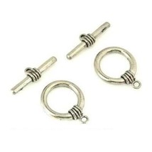 2 Antique Finish Silver Plated Toggle Clasps Clasp Jewelry Craft Design - £6.05 GBP