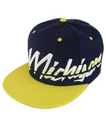 Michigan Offset Jagged Script Men&#39;s Adjustable Snapback Baseball Cap (Na... - $20.44 CAD
