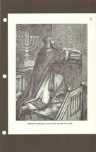 Vintage Biblical Image of Hezekiah Spreading the Letter Before the Lord ... - £9.40 GBP