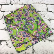 Vintage Womens Fashion Scarf 18”X21” Green Pink Paisley Printed Collecti... - $9.89