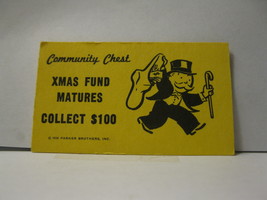 1985 Monopoly Board Game Piece: Xmas Fund Matures Community Chest Card - £0.58 GBP