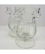Vintage Fostoria Crystal Lute Harp Two Candlestick Candelabras 8 Inch Tall - €38,21 EUR