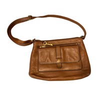 Vintage Fossil Brown Pebbled Leather Handbag Purse Key Shoulder Bag 13x9... - $23.75