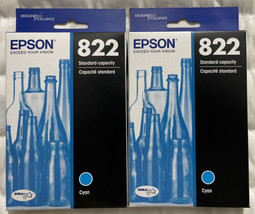 Epson 822 Cyan Ink Cartridge Twin Pack 2 x T822220 Exp 2025 Sealed Retail Boxes - $29.98