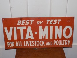 Vintage Best By Test Vita-Mino Livestock &amp; Poultry Tin Sign - $2,860.30 MXN