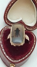 Antique Victorian Natural  Agate 10K Gold  Ring, 1880s - £358.64 GBP