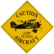 Caution Low Flying Aircraft Airplane Vintage Aviation Porcelain Metal Sign - $45.00