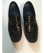 10 D ~ Florsheim Black  Leather Embossed Horse Bit Dress Moc Loafers/Shoes - £25.22 GBP