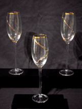 PIER 1 Champagne Flute 10&quot; GOLD DOT SWIRL - Pair Of 2 (Darling Wife Brok... - $349.86 MXN