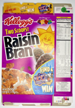 2003 Empty Kellogg's Raisin Bran Disney 25.5OZ Cereal Box SKU U198/183 - $18.99