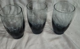 Lot of 3 Libbey Glass Tumblers Swirl Bottom Blue Fade Smoke Color 5&quot; Whisky - £11.85 GBP