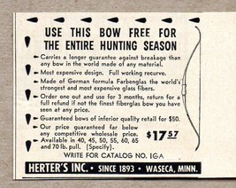 1957 Print Ad Herter&#39;s German Farbenglas Recurve Bows Waseca,MN - £6.76 GBP
