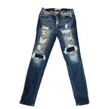 KANCAN Jeans 7/27 High Rise Medium Wash Distress Patched Skinny EXCELLEN... - £20.20 GBP