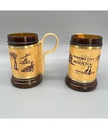 2 Vintage Souvenir Mugs Panama Beach Amber Glass Wood Alvin Island Stein... - $38.27 CAD