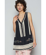 POL Embroidered Lace Detail V-Neck Sleeveless Top - $88.58 CAD