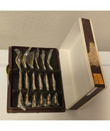 Vintage Set Of 6 Brass Bamboo Design Cocktail Fork Set Boxed Thailand 4.... - $92.49 CAD