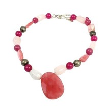 TALBOTS Pink Semi Precious Stone Beaded Necklace - £15.19 GBP
