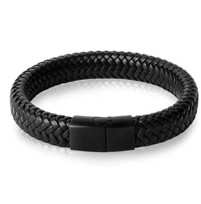 Black Braided Leather Wrap Bracelet for Men Infinity Bracelet Metal Magnetic Cls - £16.42 GBP