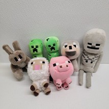 Lot of 7 MINECRAFT Plush - Sheep Creeper Pig Bunny Rabbit Wolf Dog Skeleton - $29.60