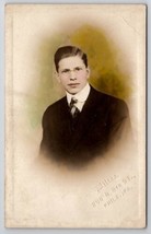 RPPC Philadelphia PA Young Gentleman Hand Colored Portrait Photo Postcard K23 - £9.68 GBP