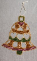 New Christmas Bell Ornament Handmade Finished Glass Beads Mill Hill Cut Outs - £23.54 GBP