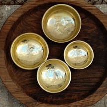 Set of 4 Handmade Moroccan Spa Brass Bowls Hand Carved Brass Hammam Bowls - £115.60 GBP