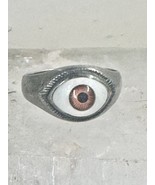 Vintage Eye ring brown eyeball band size 8 sterling silver women girls boys - $1,457.21 MXN