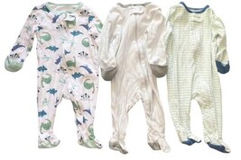 Cloud Island Baby Sleepers 0-3 Months Lot 3 Footed Mittens Pajamas Blue image 3