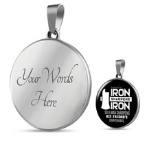 Iron Sharpens Iron Proverbs 27:17 Circle Pendant Stainless Steel or 18k Gold 18 - £34.13 GBP+