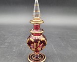 Amethyst Purple Gold Trim Egyptian Style Handblown Painted Glass Perfume... - $14.84