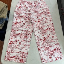 Northern Isles Cropped Pants Women 12 Floral Print White Red Beach Coast... - €12,73 EUR