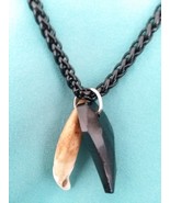 Fashion Punk/Surfer Acrylic Wolf Tooth and Black Crystal Pendant Necklace - $19.00