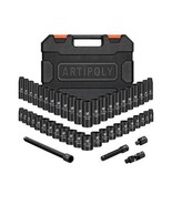 3/8 Inch Impact Socket Set 48 Pieces 6-Point Cr-V Steel Mechanic - $45.99