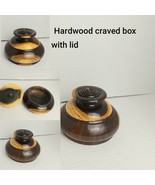 Wood Trinket Box With Lid Dark Brown Brass Small Round 2&quot; - €15,64 EUR