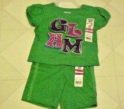 Garanimals Toddler Girls Outfit 12 Month Green Glam T-Shirt &amp; Shorts - £6.96 GBP