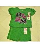 Garanimals Toddler Girls Outfit 12 Month Green Glam T-Shirt &amp; Shorts - £7.07 GBP