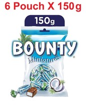 6 X Bounty Miniatures Coconut Milk Chocolate Pouch 150 g Sweet Snack Fas... - £65.56 GBP
