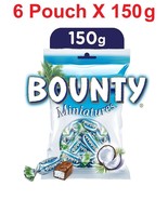 6 X Bounty Miniatures Coconut Milk Chocolate Pouch 150 g Sweet Snack Fas... - £65.60 GBP