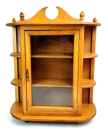 Unique Curved 3 Tier Glass Door Wooden Wall Curio Cabinet Knick Knack Ne... - $2,261.70 MXN