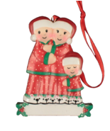 Christmas Personalized Tree Ornament Family of 3 in Pajamas 3 Inches Tall - $12.19