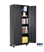 VEVOR Heavy Duty Metal Locking Cabinet with Wheels, 75 Inch Storage, Dur... - $326.49