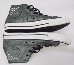 CONVERSE All Star Gray Suede Leather &amp; Spiked Hi Tops Punk Goth Women&#39;s 8 - £43.22 GBP