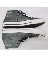 CONVERSE All Star Gray Suede Leather &amp; Spiked Hi Tops Punk Goth Women&#39;s 8 - £43.92 GBP