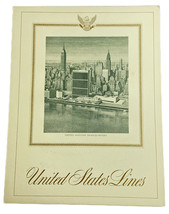 Vtg March 1962 United States Cruise Lines SS America Menu United Nations  - £9.40 GBP