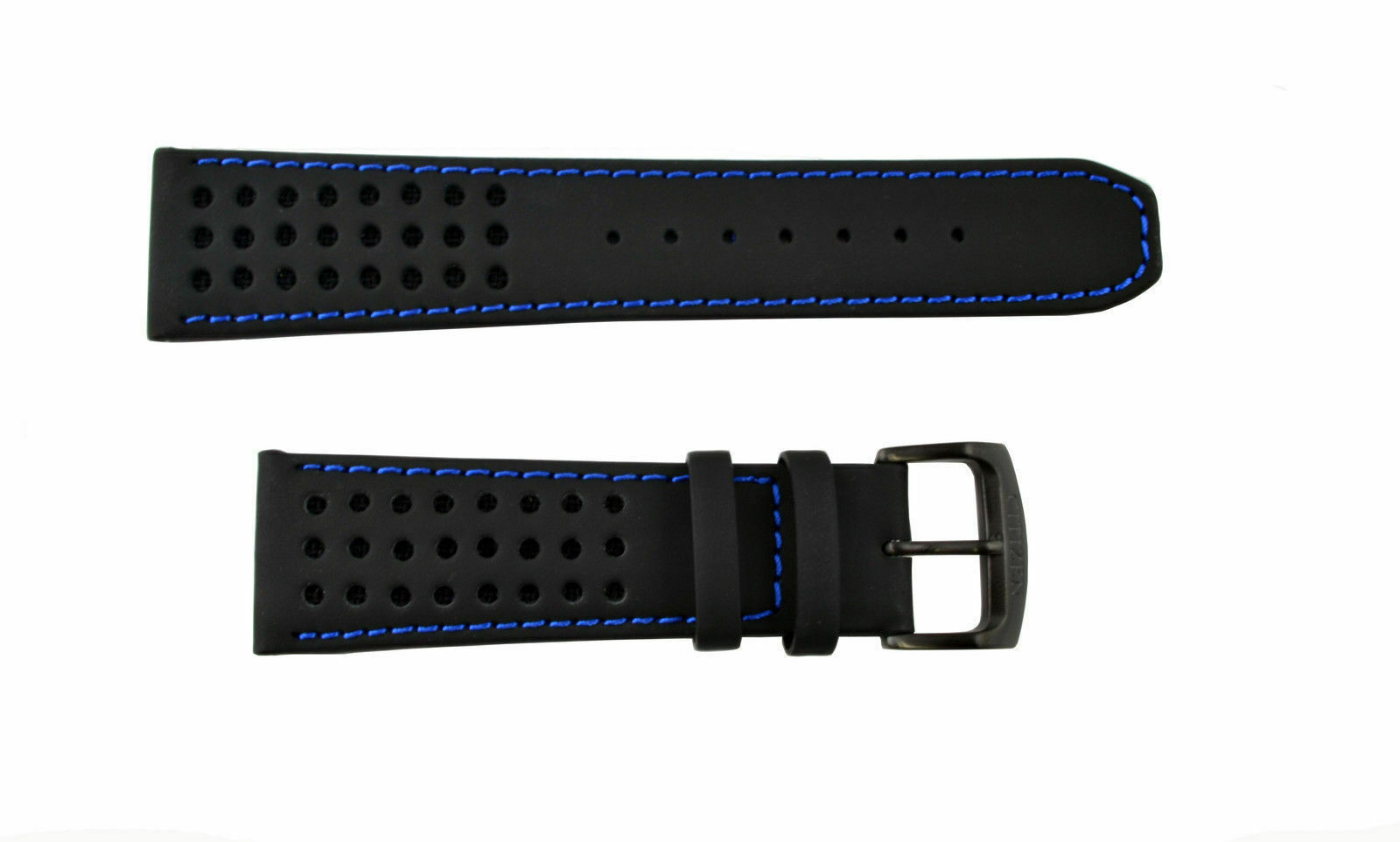 Primary image for NEW Citizen CA0467-03E 23mm Black Leather Watch Band w/ Blue Stitching