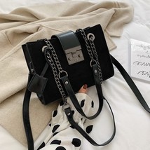 Vintage Shoulder Bags Matte Solid High Capacity Flap Ladies New PU Letter Chains - £45.92 GBP